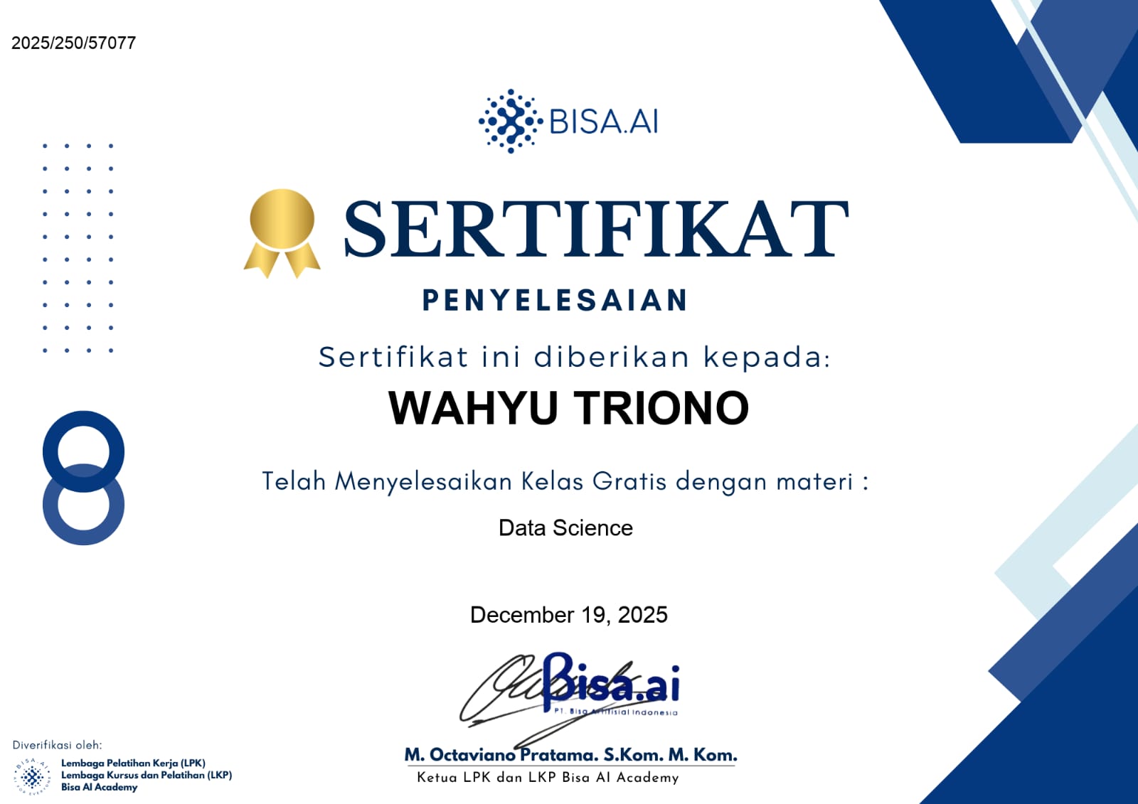Sertifikat Data Science
