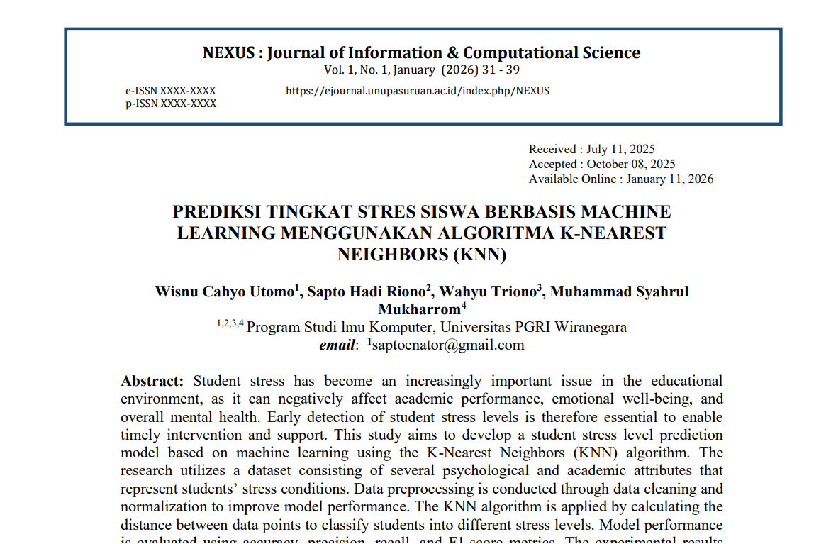 Jurnal K-Nearest Neighbors (KNN)