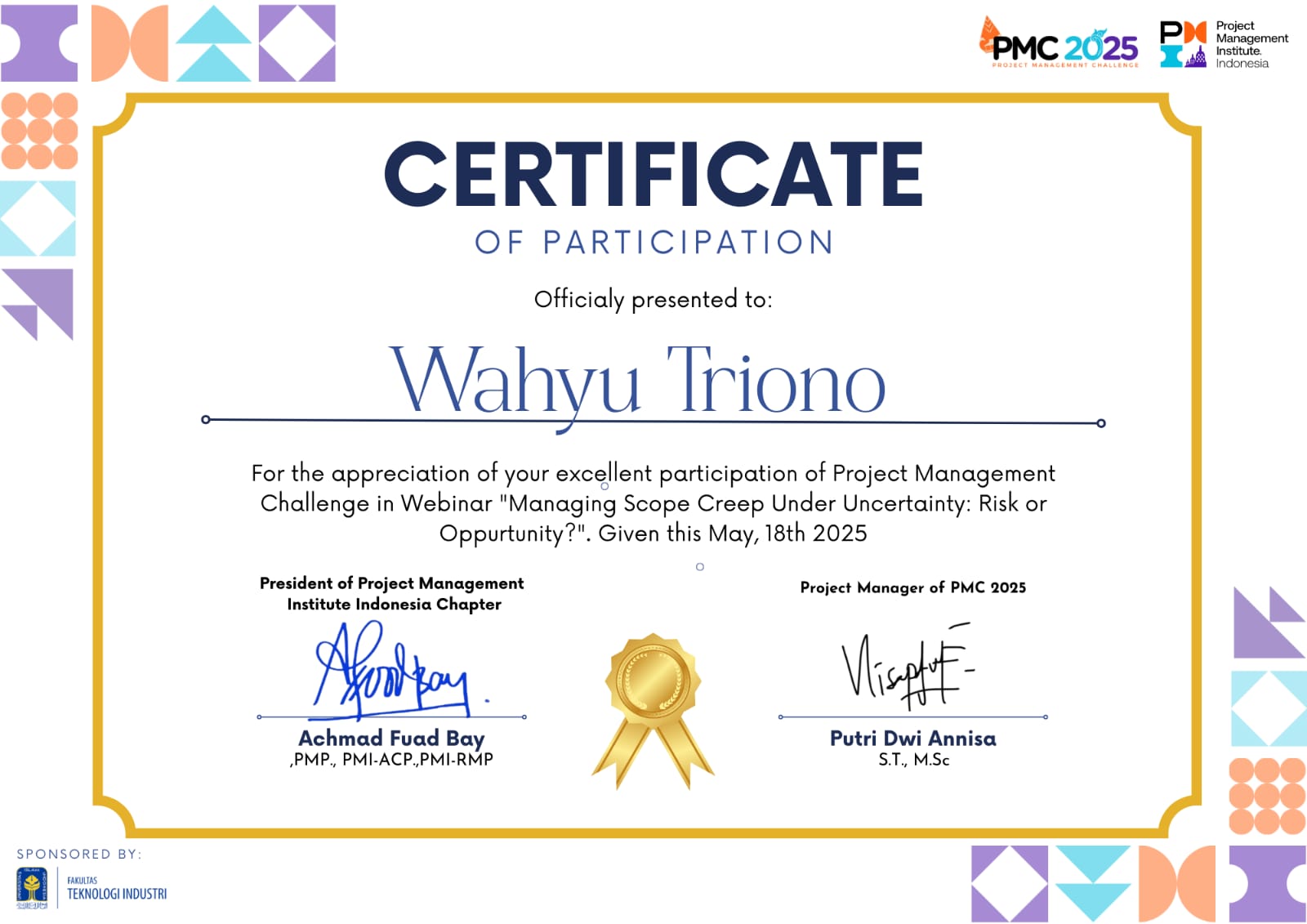 Sertifikat Project Management Challenge